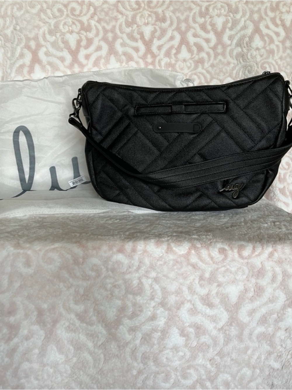 LUG - NWOT- Harmony Matte Luxe Vegan Leather Crossbody/Shoulder Bag - Black Onyx - Picture 7 of 14